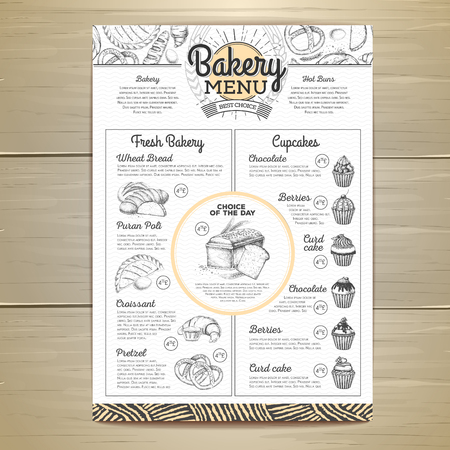 Vintage bakery menu design. Restaurant menu. Document templateのイラスト素材