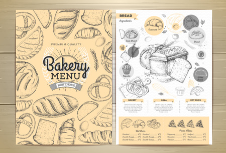 Vintage bakery menu design. Restaurant menu. Document templateのイラスト素材