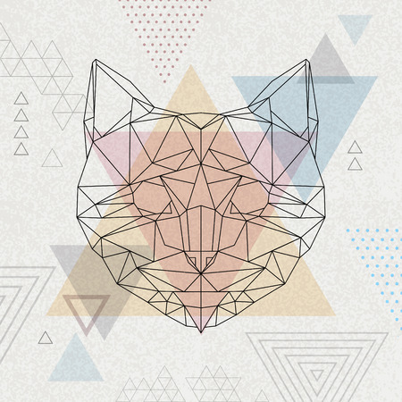 Abstract polygonal tirangle animal cat. Hipster animal illustration.のイラスト素材