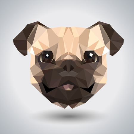 Abstract polygonal tirangle animal pug-dog. Hipster animal illustration.のイラスト素材