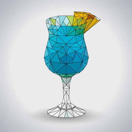 Abstract polygonal tirangle cocktail blue hawaii. Hipster cocktail menuのイラスト素材