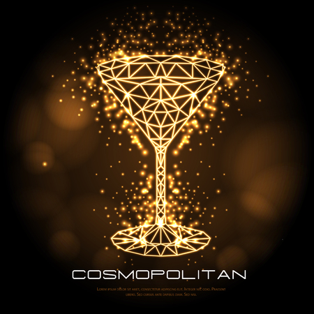 Hipster polygonal cocktail cosmopolitan neon sign. Triangle cocktailのイラスト素材