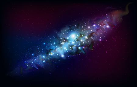 Abstract open space background. Starfield, universe, nebula in galaxy. Vector illustrationのイラスト素材