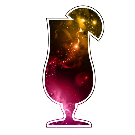 Cocktail silhouette with open space, universe, starfield and nebula insideのイラスト素材