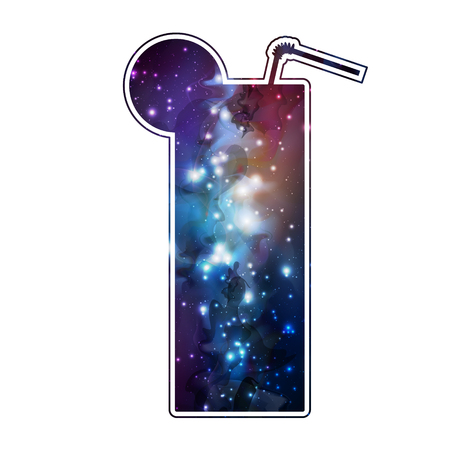 Cocktail silhouette with open space, universe, starfield and nebula insideのイラスト素材