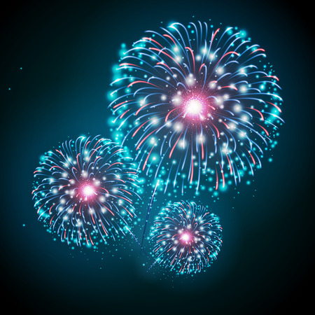 Colorful firework vector illustration template design for Independence Day conceptのイラスト素材