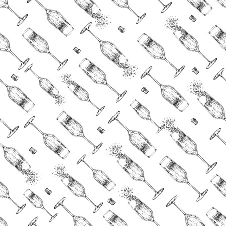 Seamless pattern with champagne glassのイラスト素材