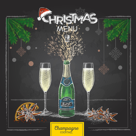 Champagne glasses and bottleのイラスト素材
