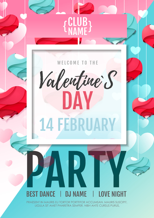 Happy Valentine`s Day disco party poster.のイラスト素材