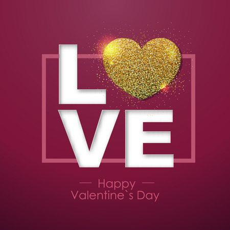 Happy valentines day background with love heart. Typgraphy greeting card designのイラスト素材