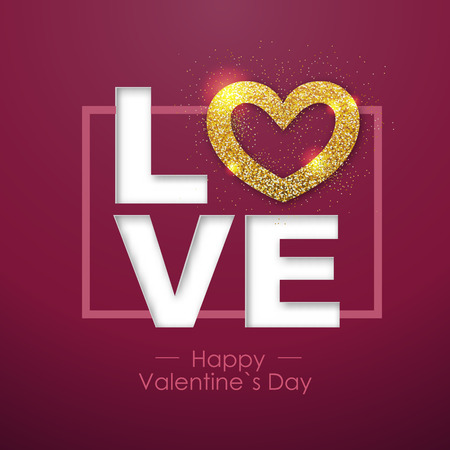 Happy valentines day background with love heart. Typgraphy greeting card designのイラスト素材
