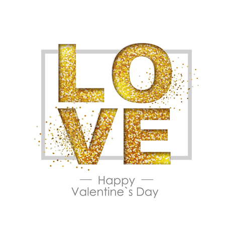 Happy valentines day background with love heart. Typgraphy greeting card designのイラスト素材