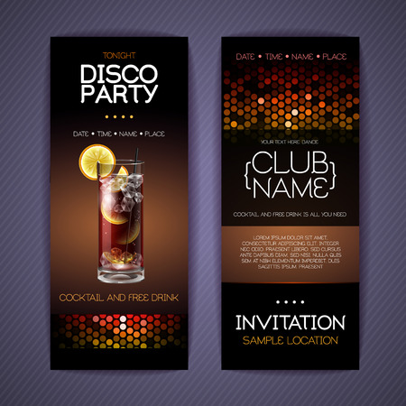 Disco invitation to cocktail party. Document template designのイラスト素材