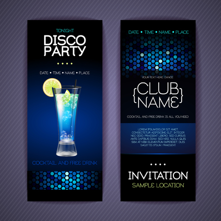 Disco invitation to cocktail party. Document template designのイラスト素材