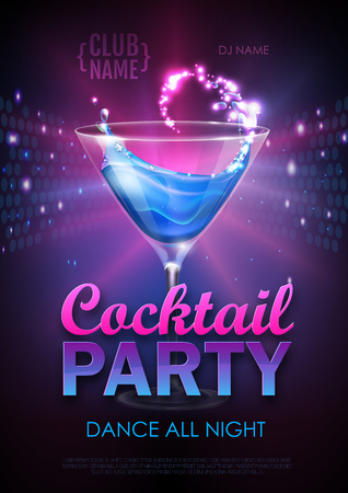 Disco cocktail party poster vector illustrationのイラスト素材