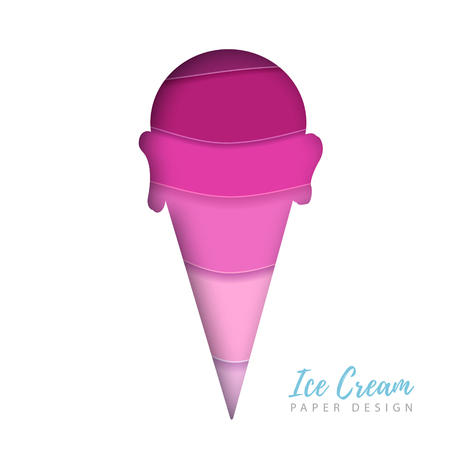 Cold sweet ice cream silhouette. Cut out paper art style design.のイラスト素材