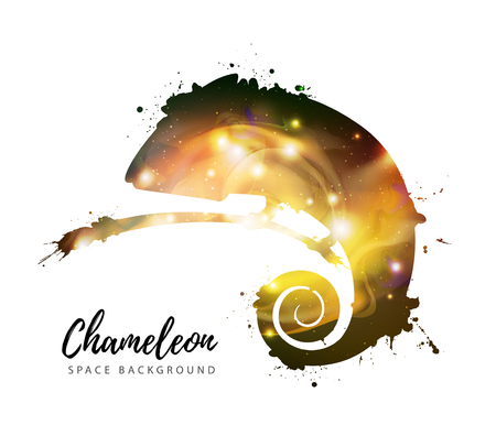 Artistic silhouette of animal chameleon on open space background.のイラスト素材