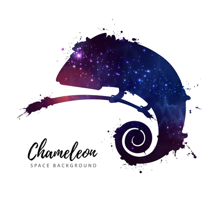 Artistic silhouette of animal chameleon on open space background.のイラスト素材