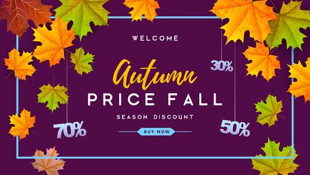 Autumn big sale typography poster with autumn leaves. Nature conceptのイラスト素材
