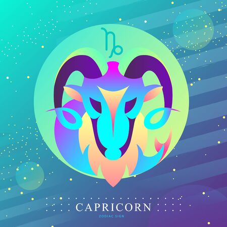 Modern magic witchcraft card with astrology Capricorn zodiac sign. Capricorn   designのイラスト素材
