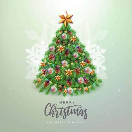 Christmas concept design. Holiday decorative Christmas tree. Vector illustrationのイラスト素材