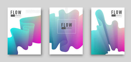 Gradient abstract 3D fluid background. Set of Modern covers design. Vector illustrationのイラスト素材
