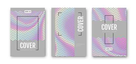 Set of Modern holographic pearl fllow abstract covers. Liquid vector illustration backgroundのイラスト素材