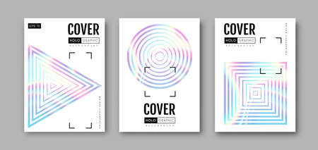 Set of Modern holographic pearl fllow abstract covers. Liquid vector illustration backgroundのイラスト素材