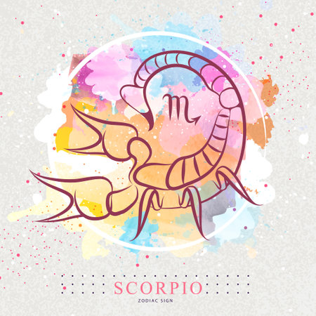 Modern magic witchcraft card with astrology Scorpio zodiac sign. Scorpion  designのイラスト素材