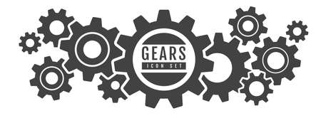 Group of gears isolated on white background. Cog icon design. vector illustrationのイラスト素材