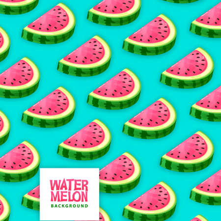 Seamless pattern with watermelon slices on blue background. vector illustration. watermelon summer backgroundのイラスト素材