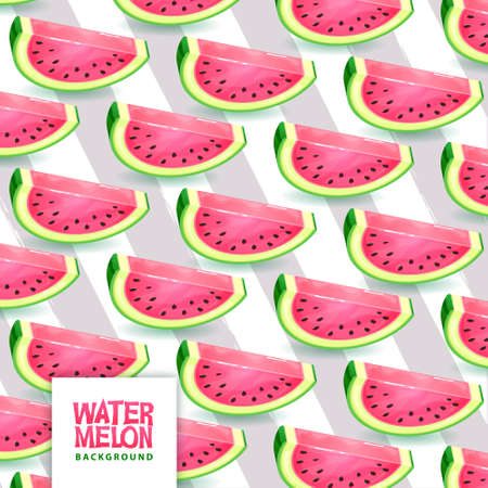 Seamless pattern with watermelon slices on striped background. vector illustration. watermelon summer backgroundのイラスト素材