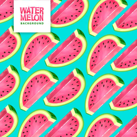 Seamless pattern with watermelon slices on blue background. vector illustration. watermelon summer backgroundのイラスト素材