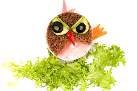 Angry Bird sandwich for child - isolated on white background.の写真素材