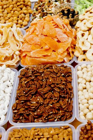 oriental sweets and dried fruits in the market.の写真素材