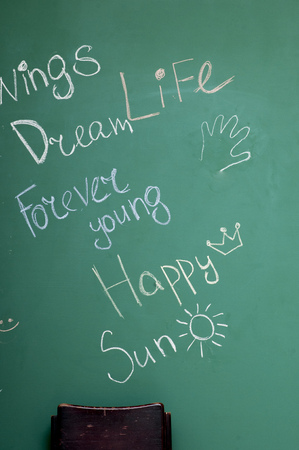 Conceptual words on green chalkboard.の写真素材