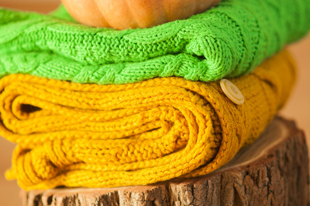 knitted things on the stumpの写真素材