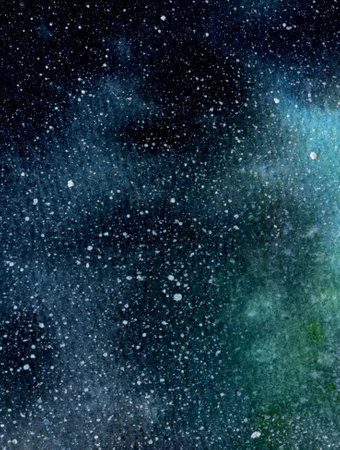 Watercolor hand drawn background of space, stars, constellation, nebula. Large resolution texture for the design of postcards, backdrops, websites, postersの写真素材