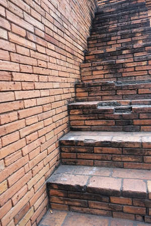 Red old brick stairsの写真素材