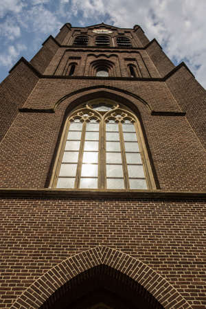 Close-up details on facade of the Church , a catholic church built in mixed Baroque and...