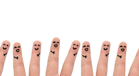 Group of multi-ethnic young people having fun together finger artの写真素材