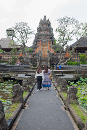 Bali Indonesia, 20 Sept 2019 Lotus pond and Pura Saraswati temple in Ubudのeditorial素材