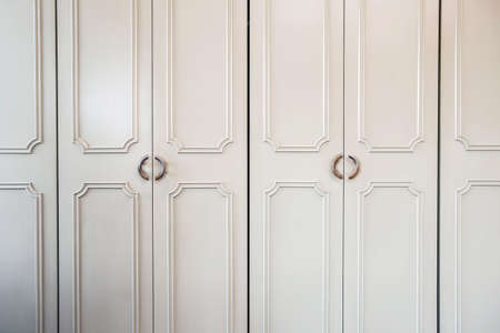 White luxury closet doors wood closeup, modern designの写真素材