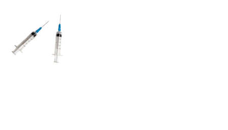 Medical syringe isolated over white background, injection needles for medical use,の写真素材