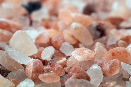 Himalayan Pink rock Salt Background, selective focus close-upの写真素材