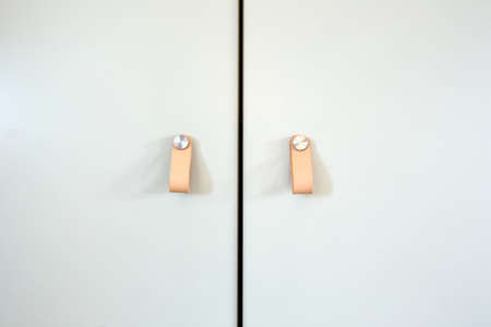 Cupboard Leather door handles Thor modern style, retro decoration for closet doors background...