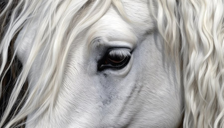 Brown,white horse fur, long magical mane background texture, Beautiful portrait of a horse closeup natural designの素材