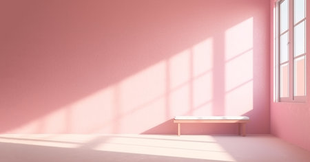 Abstract pink color gradient studio background for product presentation. Empty room with shadows of window and. 3d room with copy space. Summer concert. Blurred backdrop. brightの素材