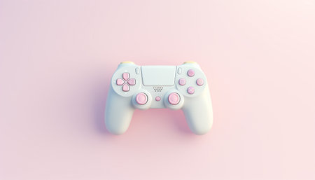 Game controller pastel colored background. pastel Joystick illustration. Gamepad for game console. 3D render copy space. Colorful video game concept Space for textの素材