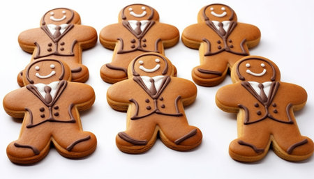 Gingerbread businessman cookies isolated on white background. Businessmen isolated. Christmas,work concept Merry Christmasの素材
